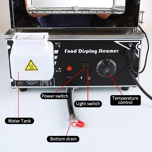 Chef Prosentials 5-Tier Electric Bun Steamer, Commercial Stainless Steel Food Warmer Display with Automatic Temperature Control, for Buns, Baozi, Siomai, Corn, Buffet, Kiosk, Restaurant