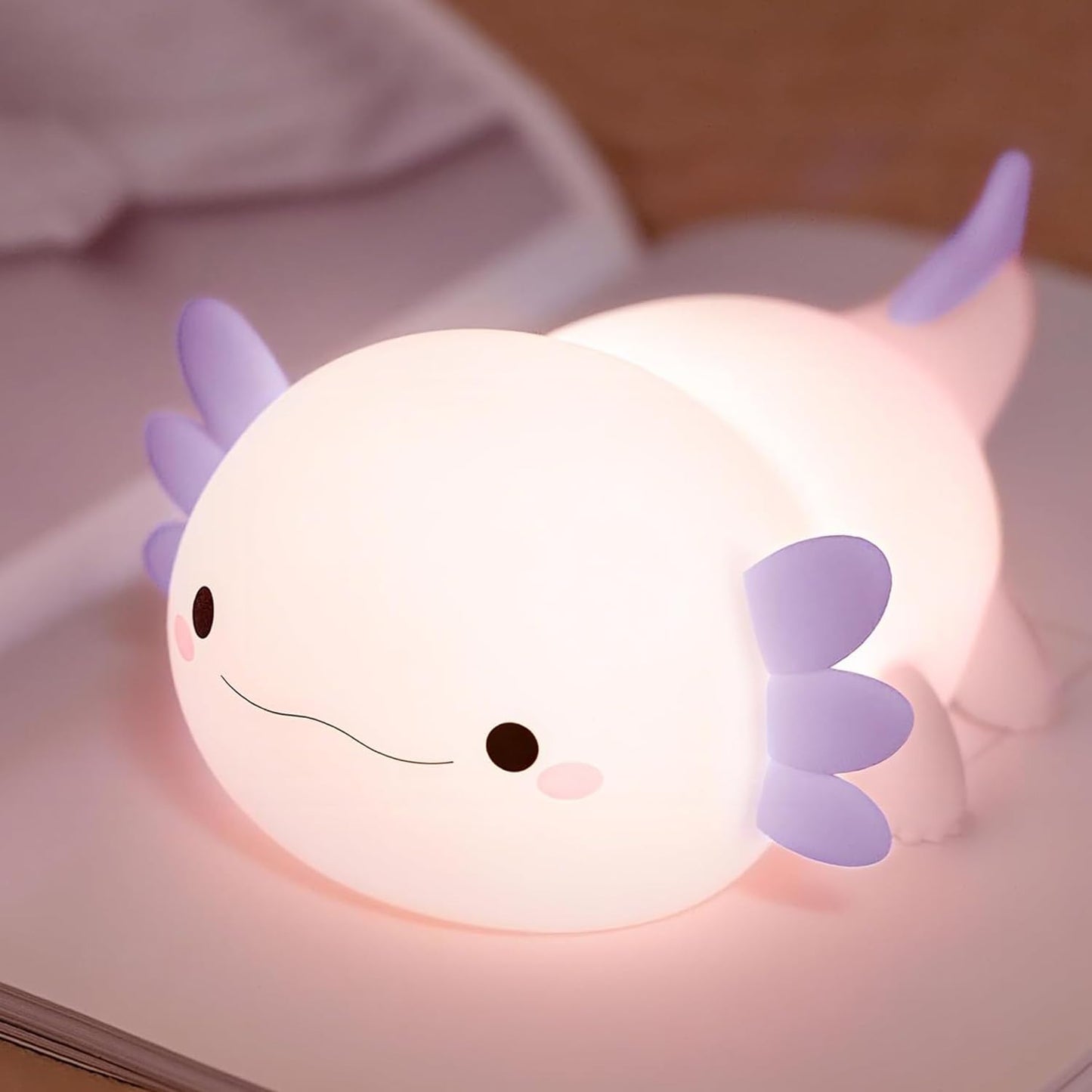 Axolotl Night Light for Kids,Cute Purple Axolotl Lamp ,LED Squishy Nursery Nightlight, Soft Silicone Novelty Animal Bedside Touch Lamp, Room Decor,Axolotl Gifts for Mom Girls Baby, Mother's Day Gift