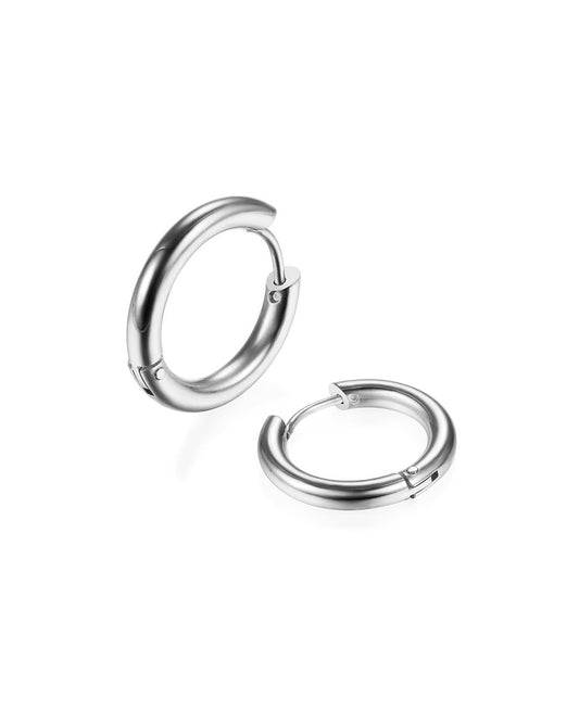 316L Surgical Stainless Steel Huggie Hoop Earrings 14mm Silver Hypoallergenic Earrings Hoop Cartilage Helix Lobes Hinged Sleeper Earrings For Men Women(F02:14mm Silver(THK 2.0mm))
