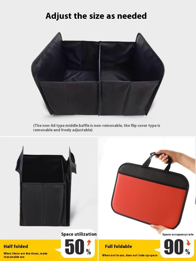 Zenithide Car Trunk Organizer with, Collapsible Car Trunk Storage Organizer, Car Organizer and Storage for SUV, Truck, Sedan 21.7x17.7x13.4 Inches (Orange)