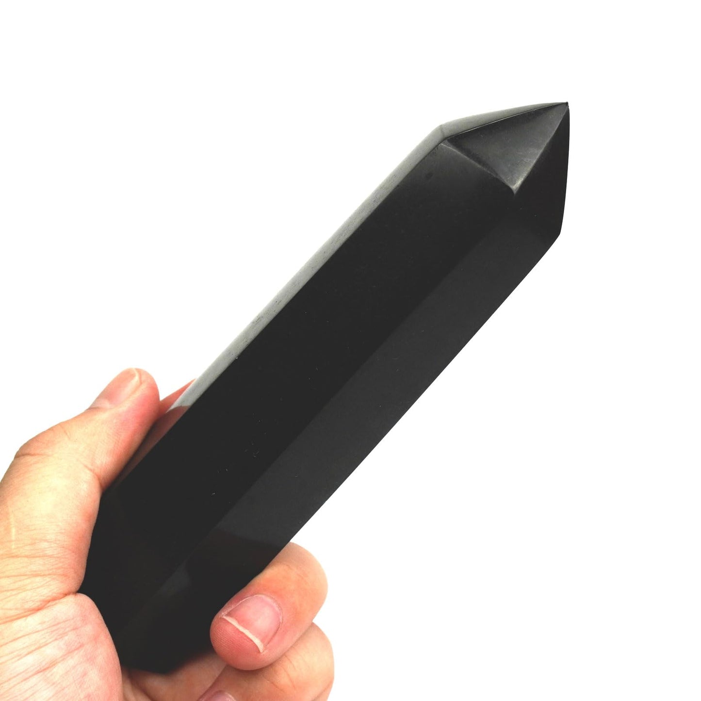 Sisamn Natural Black Tourmaline Column Chunk - Handcrafted Healing Crystal Wand Tower Obelisk, Energy Protection Stone for Meditation, Chakra Balancing, Positive Energy, 0.6-0.9lb