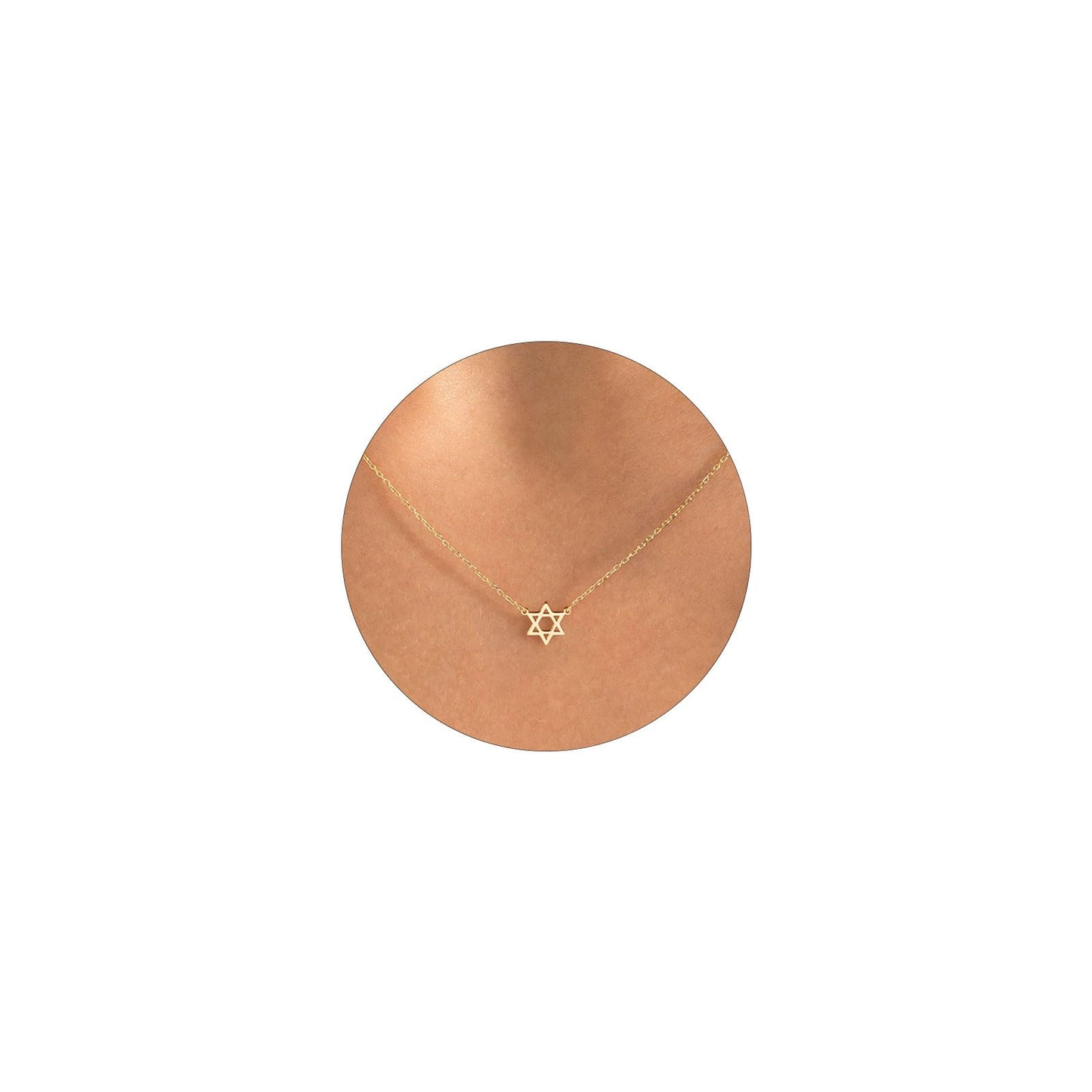 VRIUA Gold Necklace for Women 14k Gold Plated Dainty Star Pendant Necklace Simple Hexagonal Star Necklace Delicate Jewelry Everyday for Women