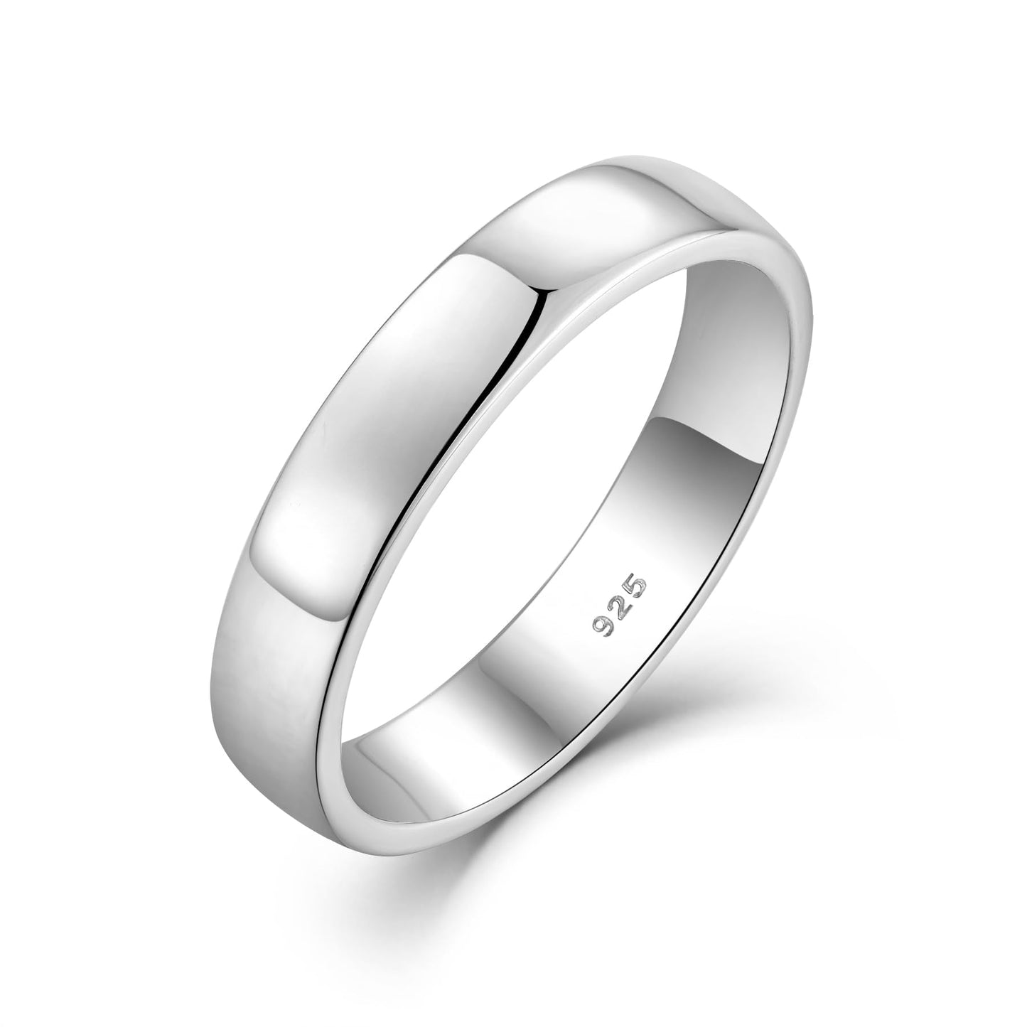 STARCHENIE Solid 925 Sterling Silver 4mm Wedding Band Ring, Comfort Fit High Polish, for Men and Women (Size 6)