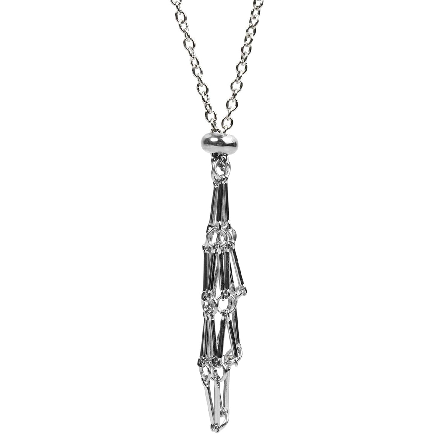 VLIEGEN Crystal Holder Necklace, Stainless Steel Cage for Stone Adjustable Natural Crystal Cage Holder Necklaces Quartz Natural Gemstone Jewelry for Women Men(1pcs-Silver small)