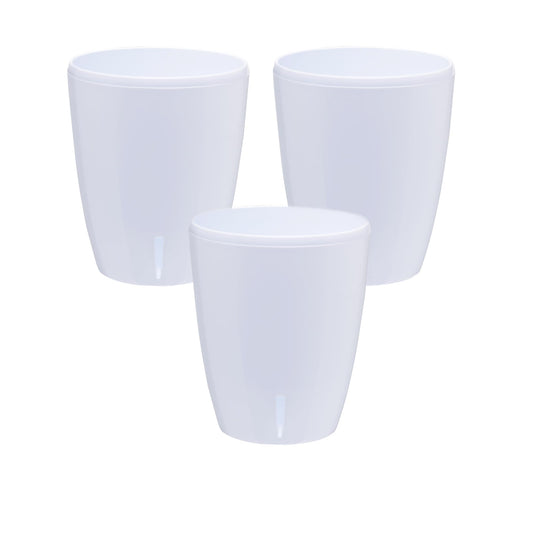 DECOPOTS - Self Watering Orchids Pots Set of 3 - Wicking Planter for Flowers - Water Level Indicator (5.9" Diameter, White)