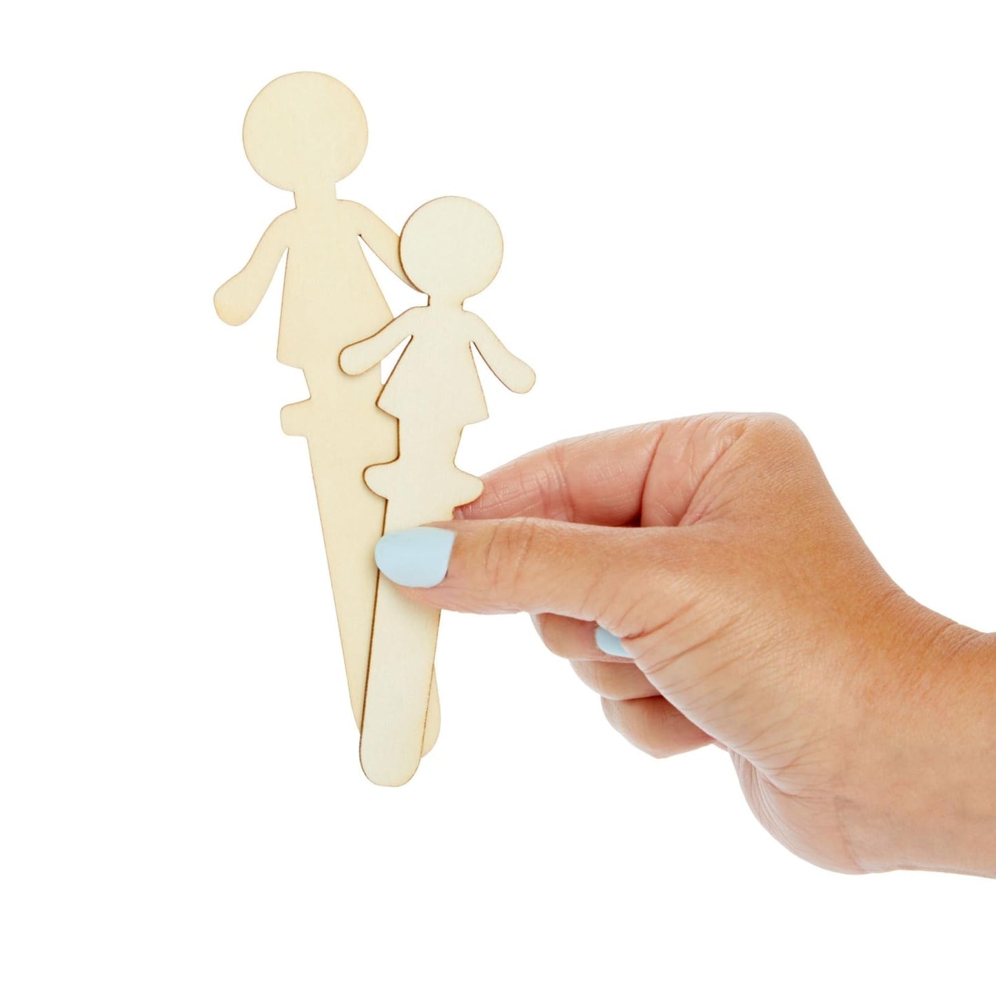 Juvale Unfinished People-Shaped Popsicle Sticks for Crafts - 100 Pack Poplar Wood, Mom & Dad 6in & Son & Daughter 5in - Wooden Mini Figures for Art & Wooden People
