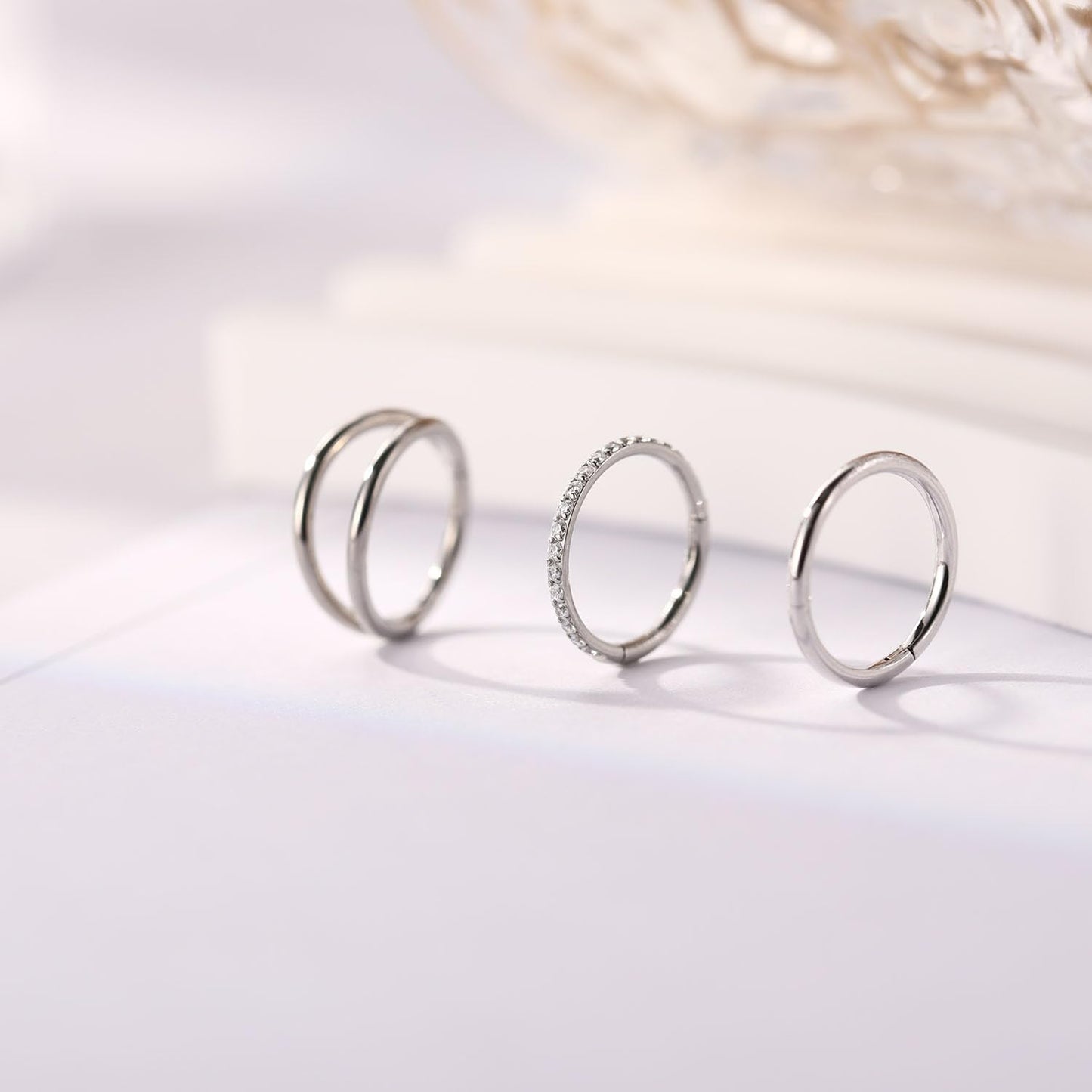 GAGABODY Septum Ring Septum Jewelry Seamless Double Hoop Conch Piercing Jewelry 14 Gauge Nose Ring Hoop 14g Cartilage Earring with CZ Lip Rings 6mm Nose Hoop Surgical Steel Helix Earrings Silver
