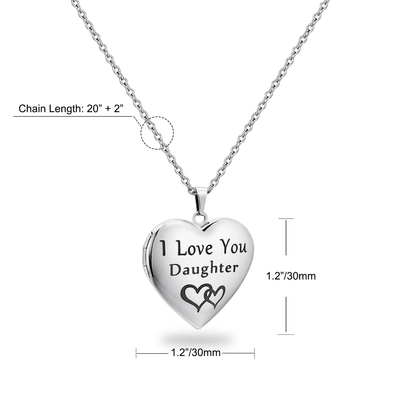 PHOCKSIN Silver Heart Locket Necklace That Holds Pictures Engraved I Love You Daughter Birthday Gifts For Daughter from Parents