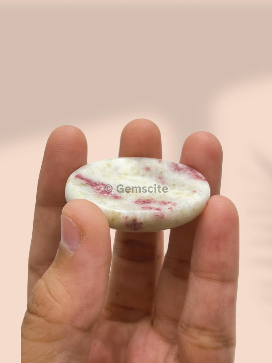 GEMSCITE Cinnabarite Thumb Worry Stones Metaphysical Gemstone Crystal Healing Reiki Men Women Gift FENG Shui Positive Energy Love Wellness Palm Stones Wicca Powerful
