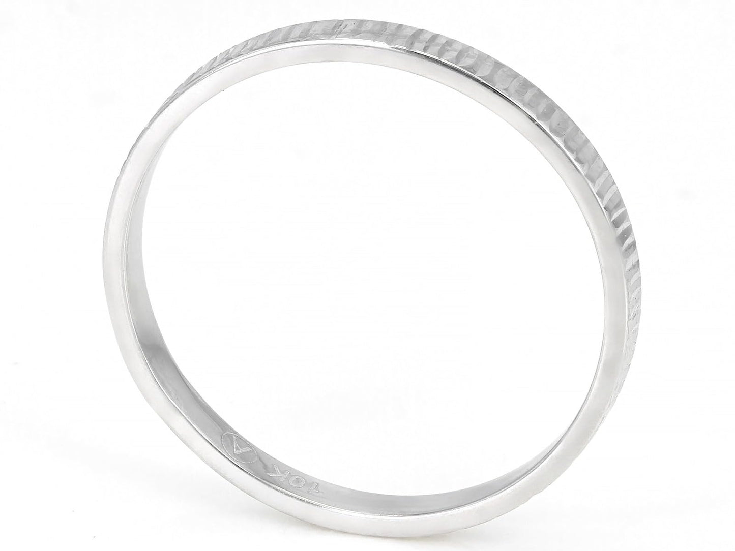 JTV 10K White Gold, Yellow Gold or Rose Gold 2mm Textured Band Ring - Elegant and Durable Wedding Band for Men and Women (White Gold, 9)