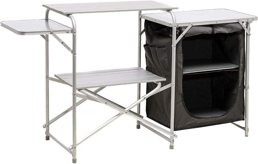 MOUNTAIN SUMMIT GEAR Deluxe Roll Top Kitchen Table for Camping Made with Weather-Resistant Aluminum (by Caddis Sports)