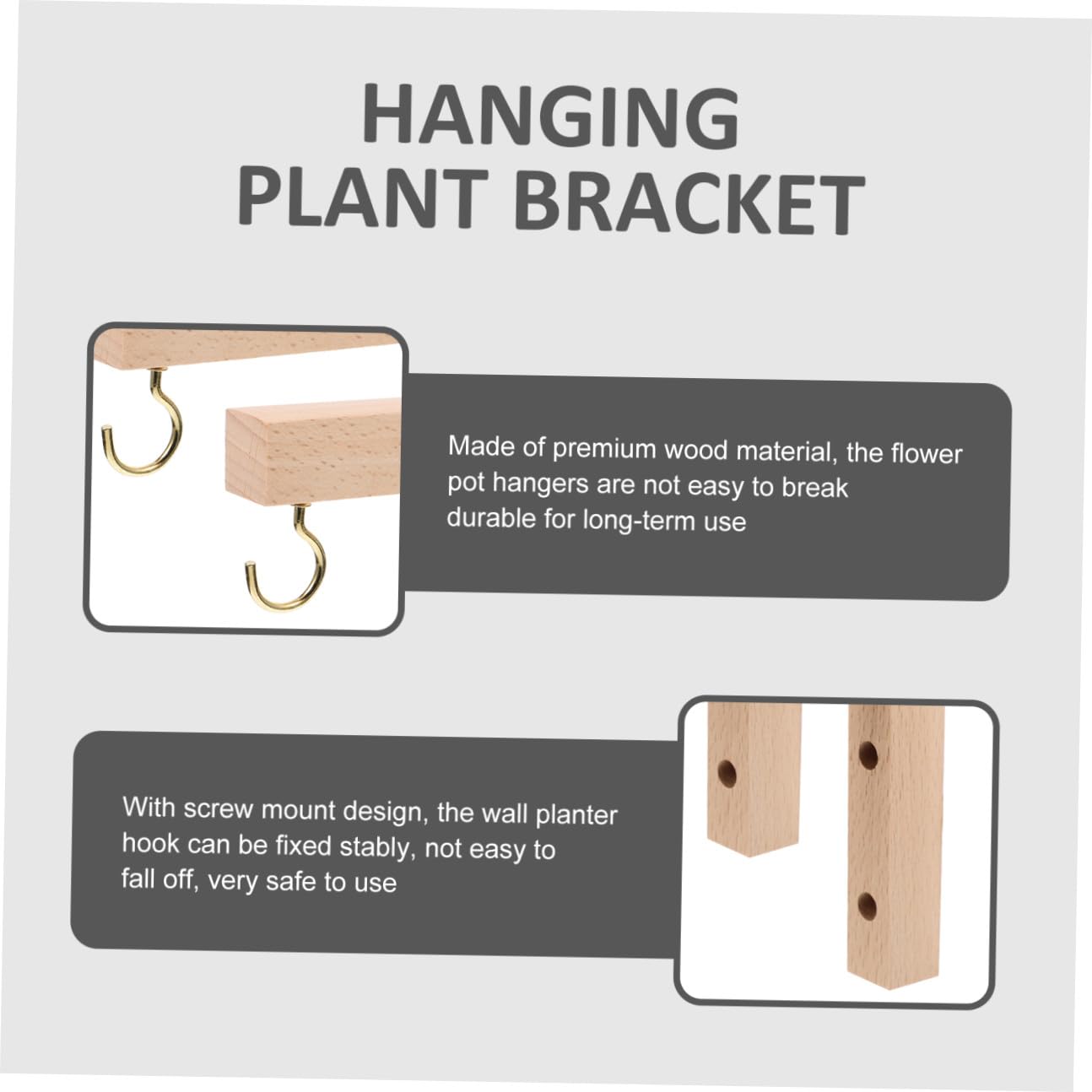 VINTORKY 2pcs Wooden Wall Mount Plant Hangers Flower Pot Brackets for Outdoor Garden Hanging Hooks Suitable for Bird Feeders Wind Chimes and Lanterns