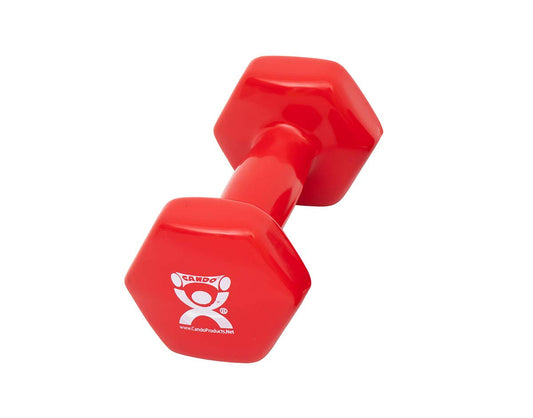 CanDo Vinyl Coated Dumbbell Red 6 lb Single 1pc Handheld Weight for Muscle Training and Workouts, Color Coded Anti-Roll Home Gym Equipment, Beginner and Pro…