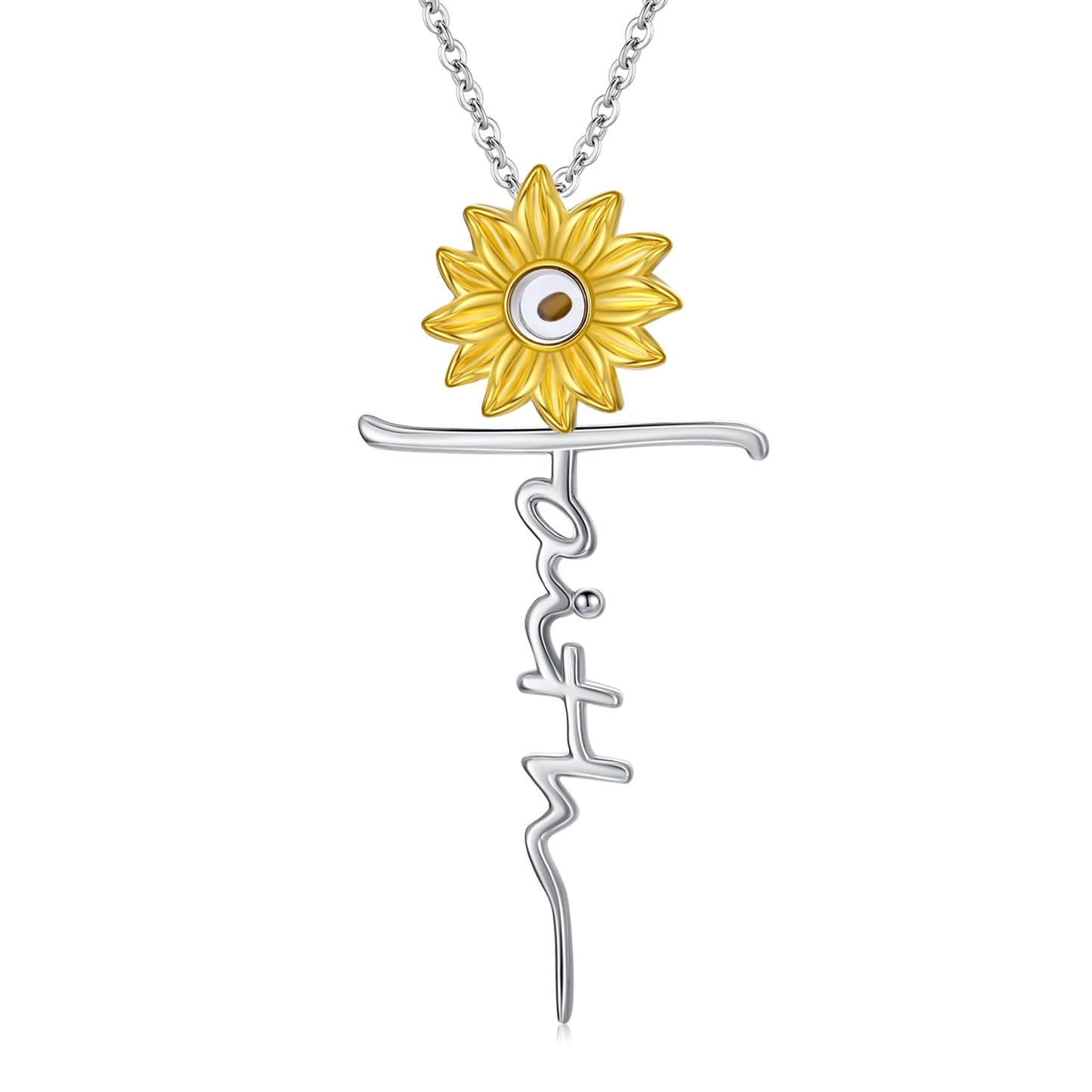 Suiknsn Mustard Seed Necklace 925 Sterling Silver Sunflower Faith Pendant Necklace Christian Jewelry Gifts for Women Girlfriend
