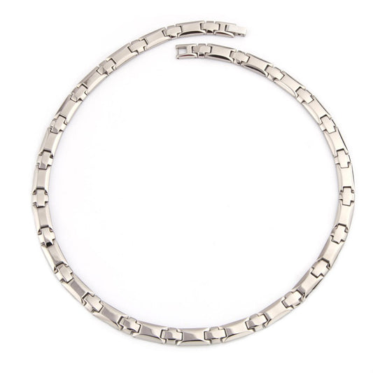 38® Titanium Magnetic Field for Pain Cross Necklace for Men Large Width Germanium Field Therapy (20(in), Silver)