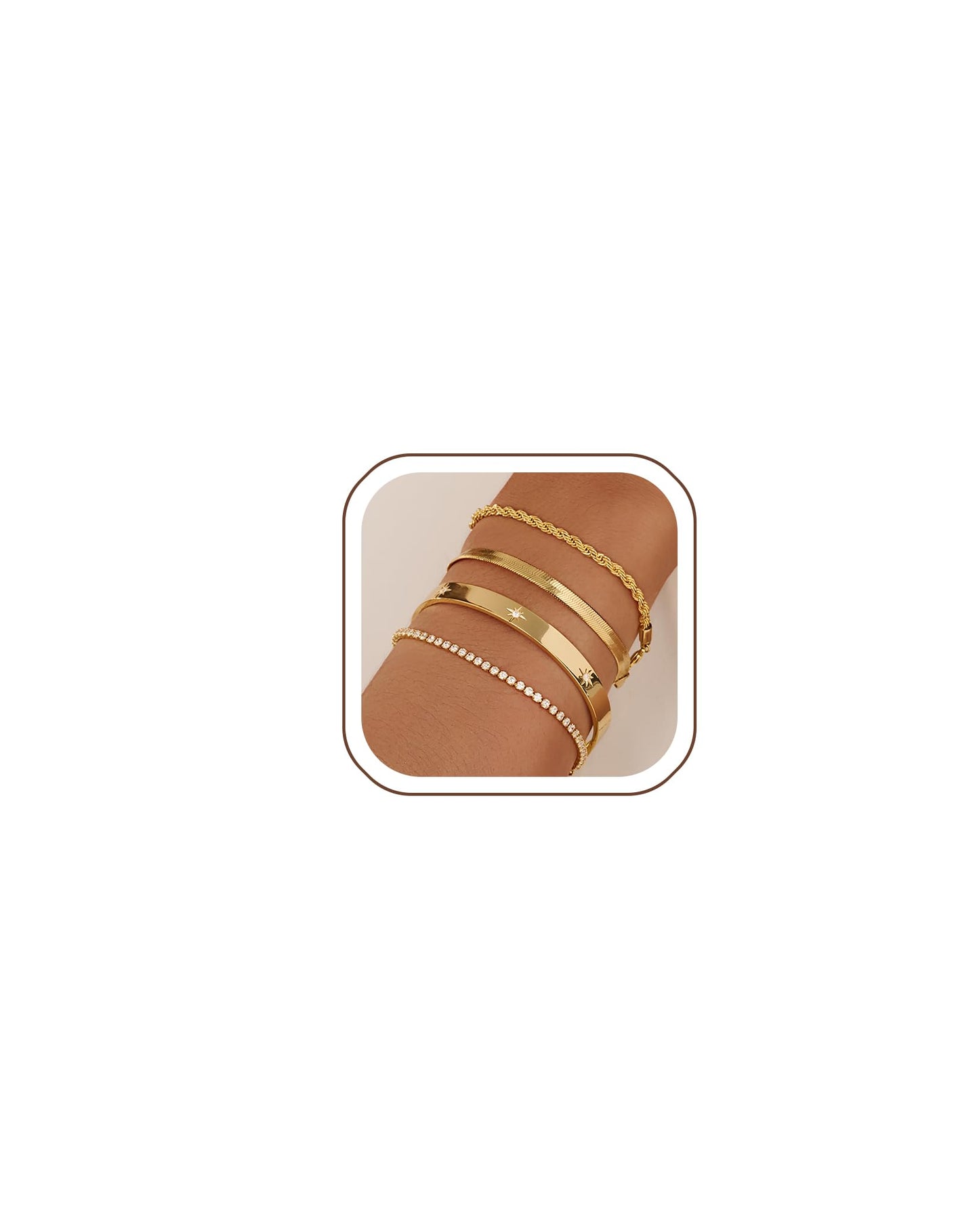 Gold Bracelets for Women 14K Gold Plated Stack Trend Bracelets Charm Paperclip Chain Cuban Link Layered Waterproof Bracelet Dainty Bracelet for Women Jewelry Gifts (Gold)
