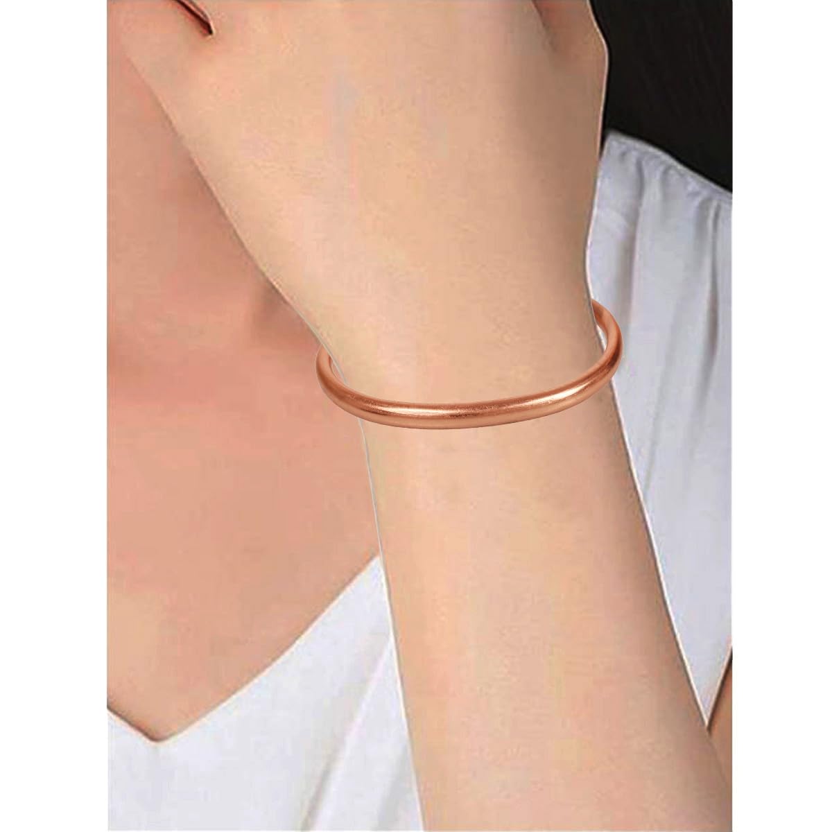 Touchstone Handcrafted By Indian Skilled Artisans Durable High Gauge Copper Hand Twisted Pipe Bracelet In Natural Tone.