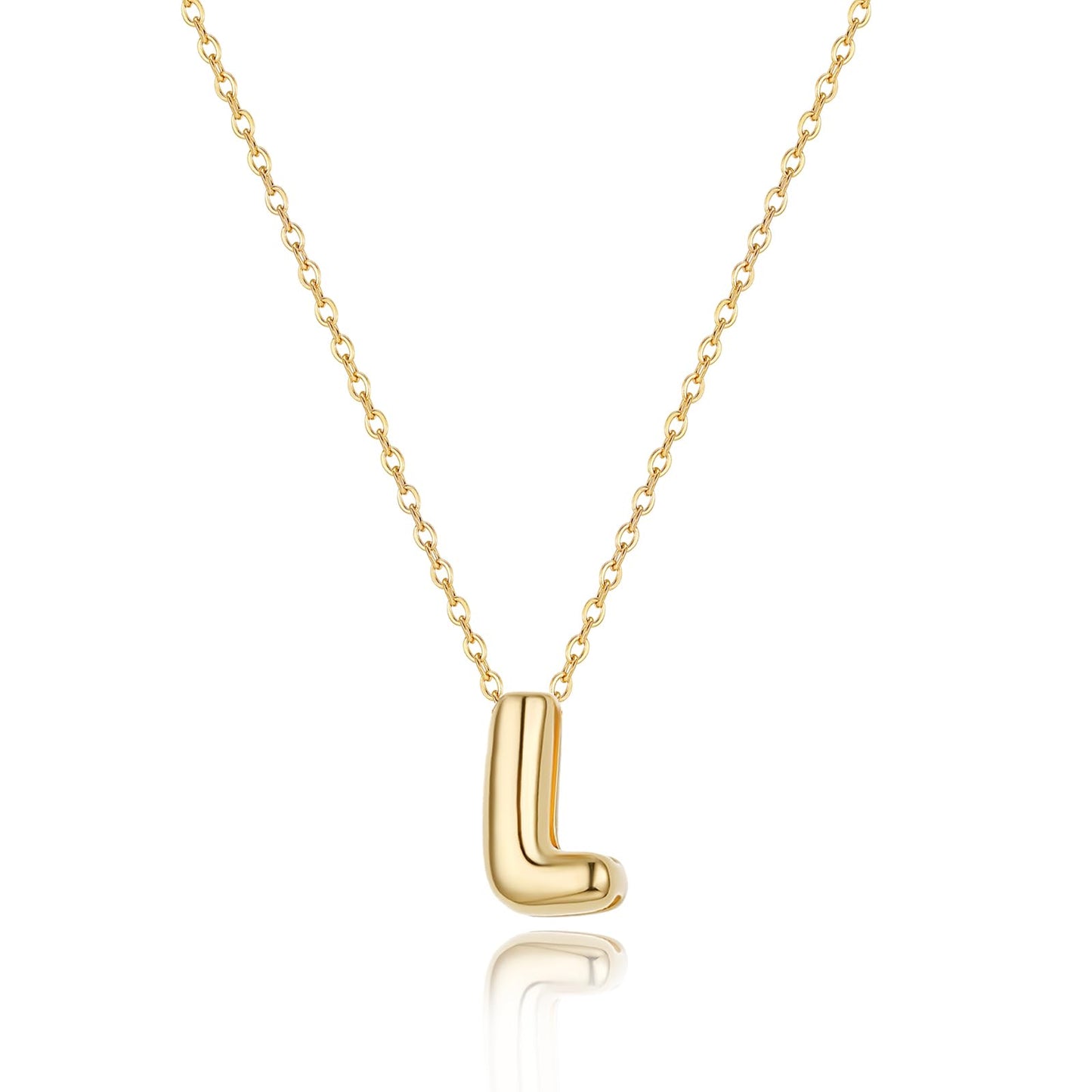 CUEZIY 14K Gold Plated Bubble Letter Necklace Initial Necklaces for Women Dainty Personalized Charm Pendant Name Necklace Cute Non Tarnish Fashion Accessories Teen Gift Trendy Stuff Jewelry Gifts