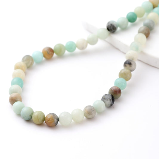 8mm 45pcs DIY Natural Amazonite Stone Beads Round Healing Crystal Gemstone Loose Beads for Jewelry Making Handmade Bracelet Necklace