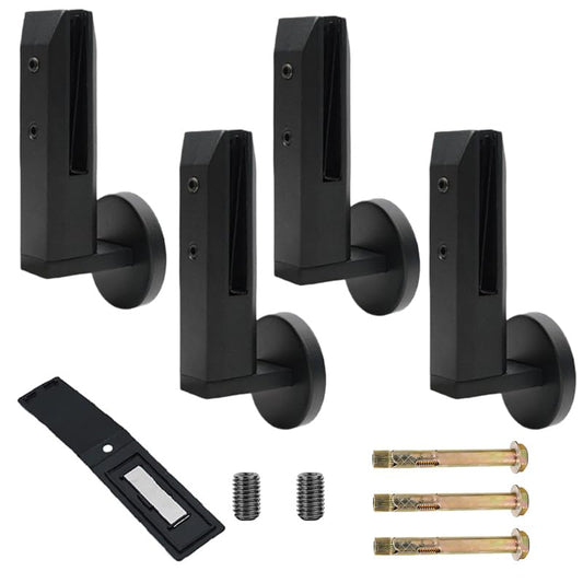 Heavy-Duty 304 Stainless Steel Side-Mount Glass Spigot Brackets - Compatible with 10-12.7mm (3/8"–1/2") Panels for Pool Fences, Balconies & Stairs,Black,4 Pack