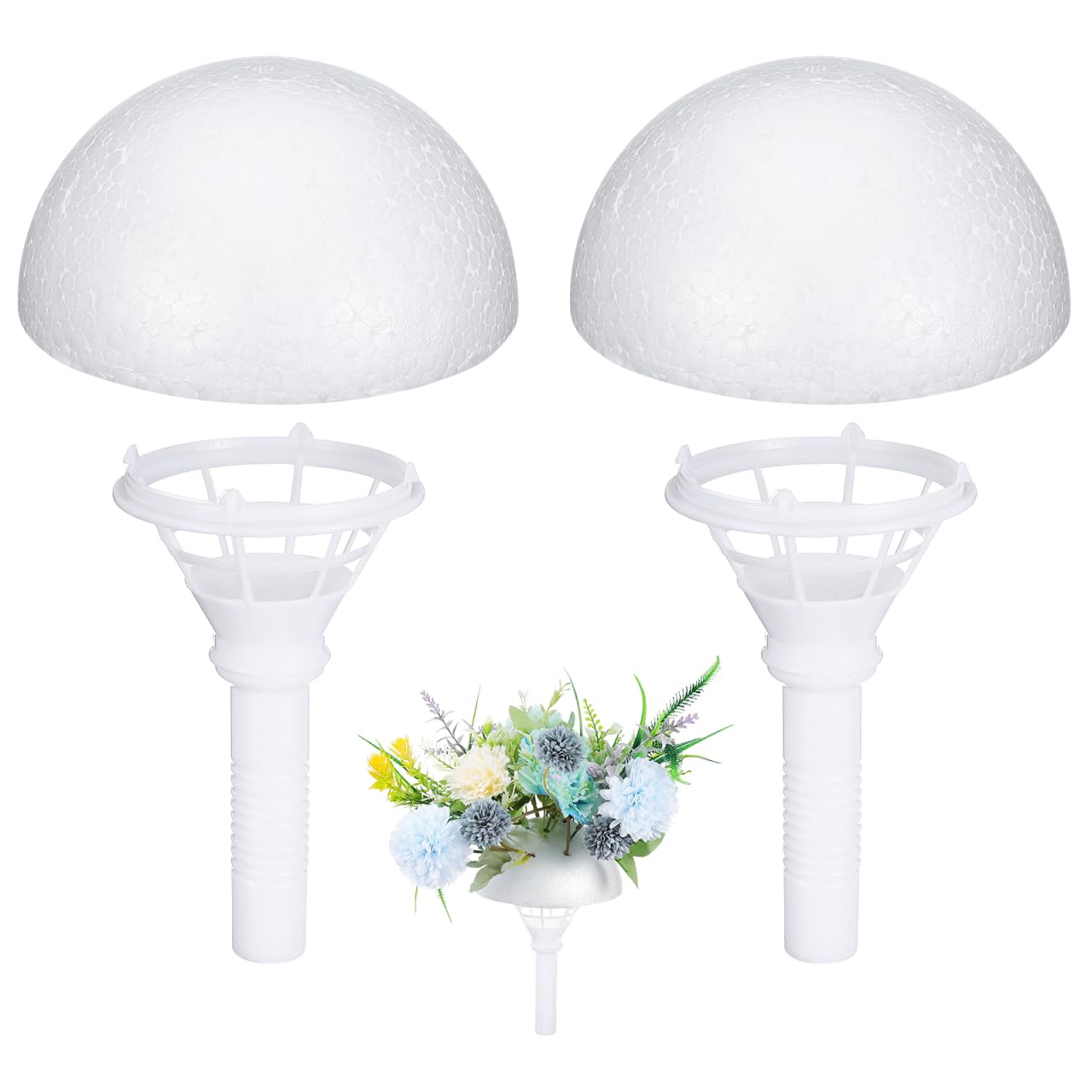 TEHAUX 2pcs Bridal Bouquet Holders, 6-Inch Dry Foam Floral Handle for Artificial, Silk & Sola Wood Flowers, DIY Wedding Keepsake Bouquet & Fake Floral Arrangement Supplies