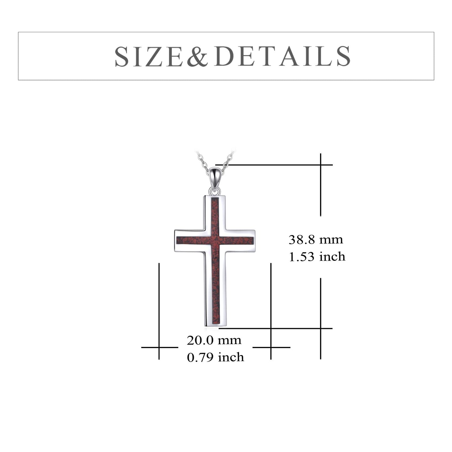 YFN Cross Necklace Sterling Silver Red Coral Cross Pendant Jewelry Gifts for Women Men
