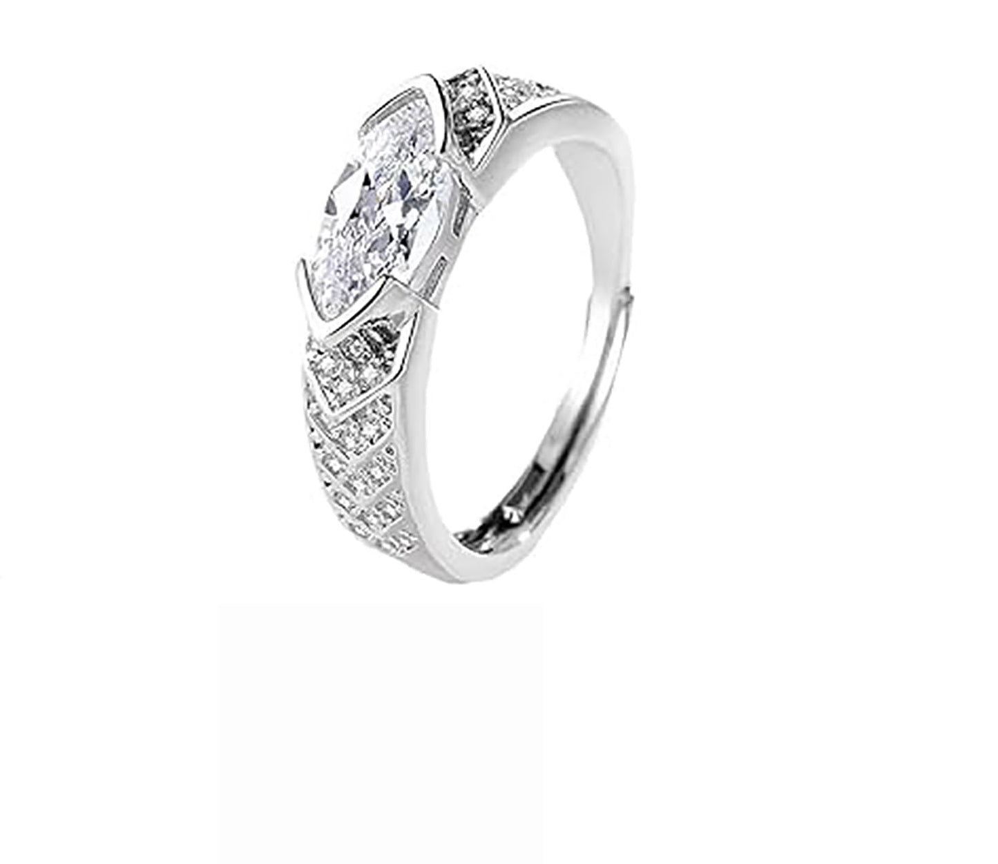 IMMUNOTRAX Adjustable Magnetic Moissanite Ring - Titanium Ion Wellness Jewelry for Energy Flow & Relaxation, Hypoallergenic Sparkling Gift for Women (White Gold, Size 7-10) (1Pcs)