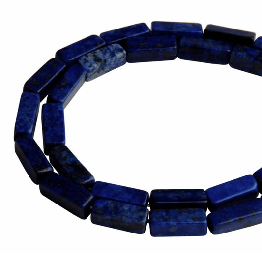 4x13mm Natural Stone Lapis Lazuli Rectangular Column Tube Cylinder Spacer Loose Beads Gemstone for DIY Bracelets Necklace Jewelry Making Strand 15 Inch (28-30pcs)