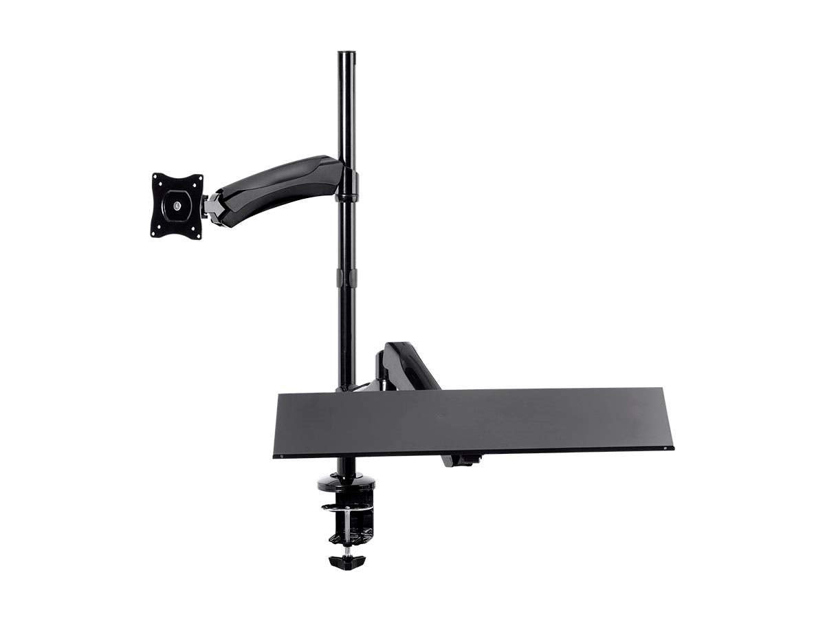Monoprice Articulating Gas Spring Sit Stand Monitor and Keyboard Workstation Mount - for Displays 13in to 26in, VESA 75x75 to 100x100, Easy to Use, Compatible with Most Desks, Black