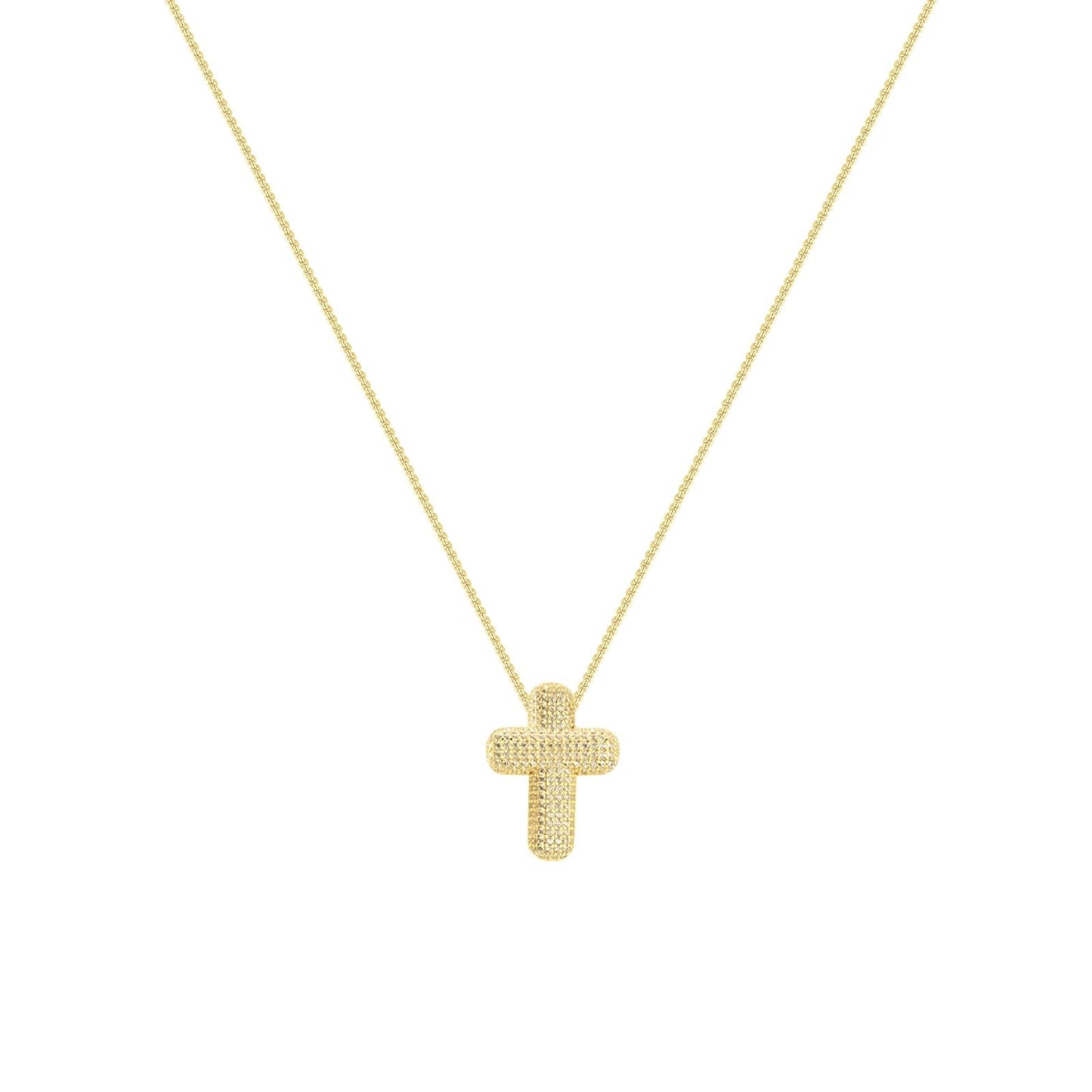 OGD Cross Necklace for Women Gold Plated 14K Dainty Cross Chain Pendant Trendy CZ Diamond Crucifix Charm Bubble Necklace Non Tarnish Hypoallergenic Faith Choker Religious Gifts for Women