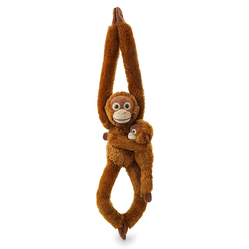Hideekoog 2pcs Orangutans Hanging Stuffed Animal Mother with Baby Hangs Plush Toys, Hooks and Stuffed Animals with Rings for Kids, Gifts for Boys and Girls（Red）