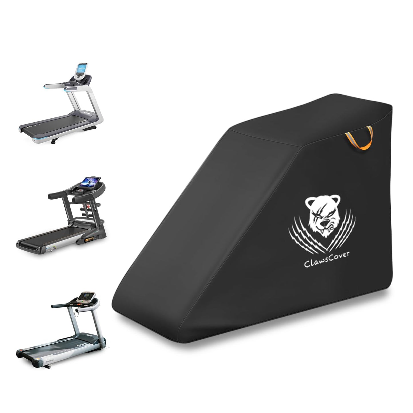 ClawsCover Unfolding Treadmill Cover Waterproof Dustproof Running Machine Cover Exercise Workout Equipment Protective with Night Relfective Handle,Elastic Hem,for Home Gym Indoor Outdoor Use,Black