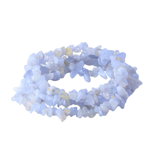 31 inches Chip Stone Loose Gemstones Beads Drilled Strand for Jewelry Making (Blue Lace)