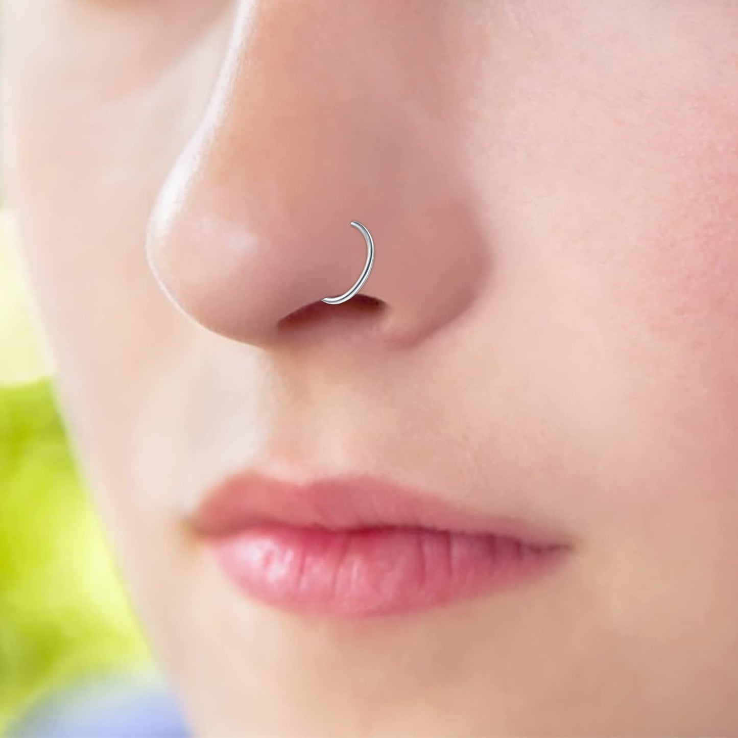 JFORYOU Fake Nose Ring Fake Septum Fake Nose Ring Hoop Faux Nose Piercing Spring Clip on No Pierced Non Piercing Faux Body Piercing Jewelry for Women Men Black Rosegold Silver