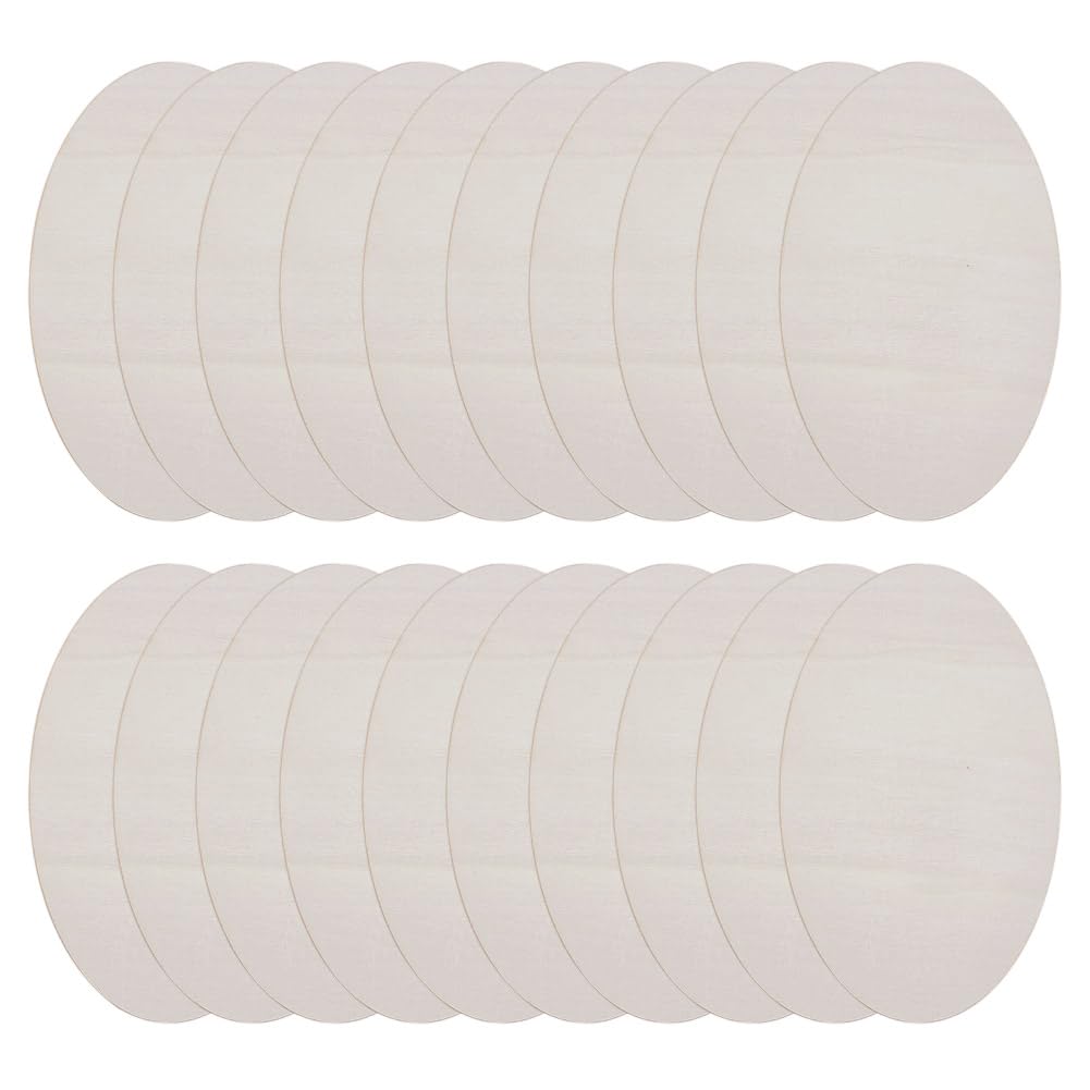 DELORIGIN 20pcs Wooden Oval Cutout 9.8 x 5.9 Inch Unfinished Wooden Blank Slices Crafts Natural Wood Circles DIY Plank Cutout Craft Supplies for Artist Painting Door Hanger Sign Wedding Decor