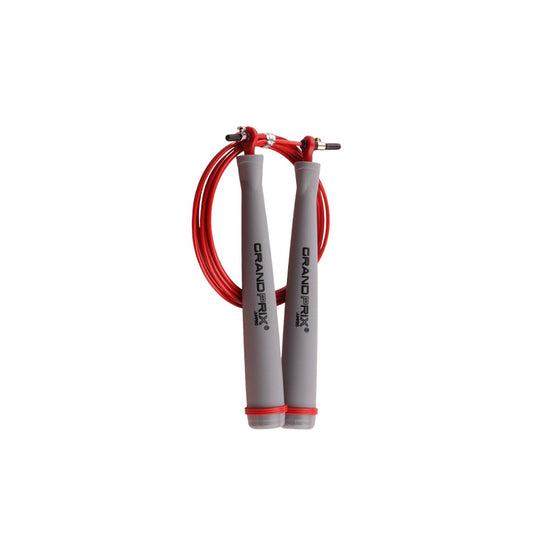 Grand Prix Ultra Speed Pro Wire Jump Rope for Professionals (S-808, Gray-Red) – Adjustable Wire Rope for CrossFit, Boxing, and Fitness Training – Smooth, Fast, Tangle-Free Rotation (Made in Korea)