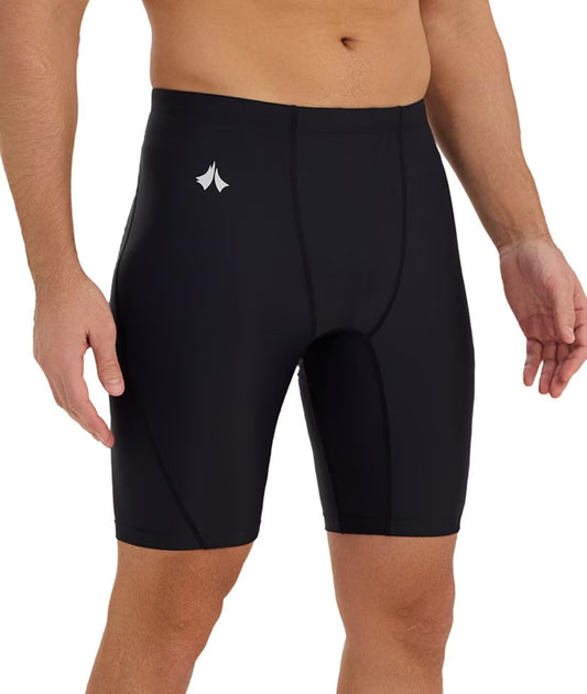 Eteoepo Swim Jammers for Men Athletic Training Endurance Swimsuit Durable Team Lap Swimming Racing Competition Swimwear(Black01,M)