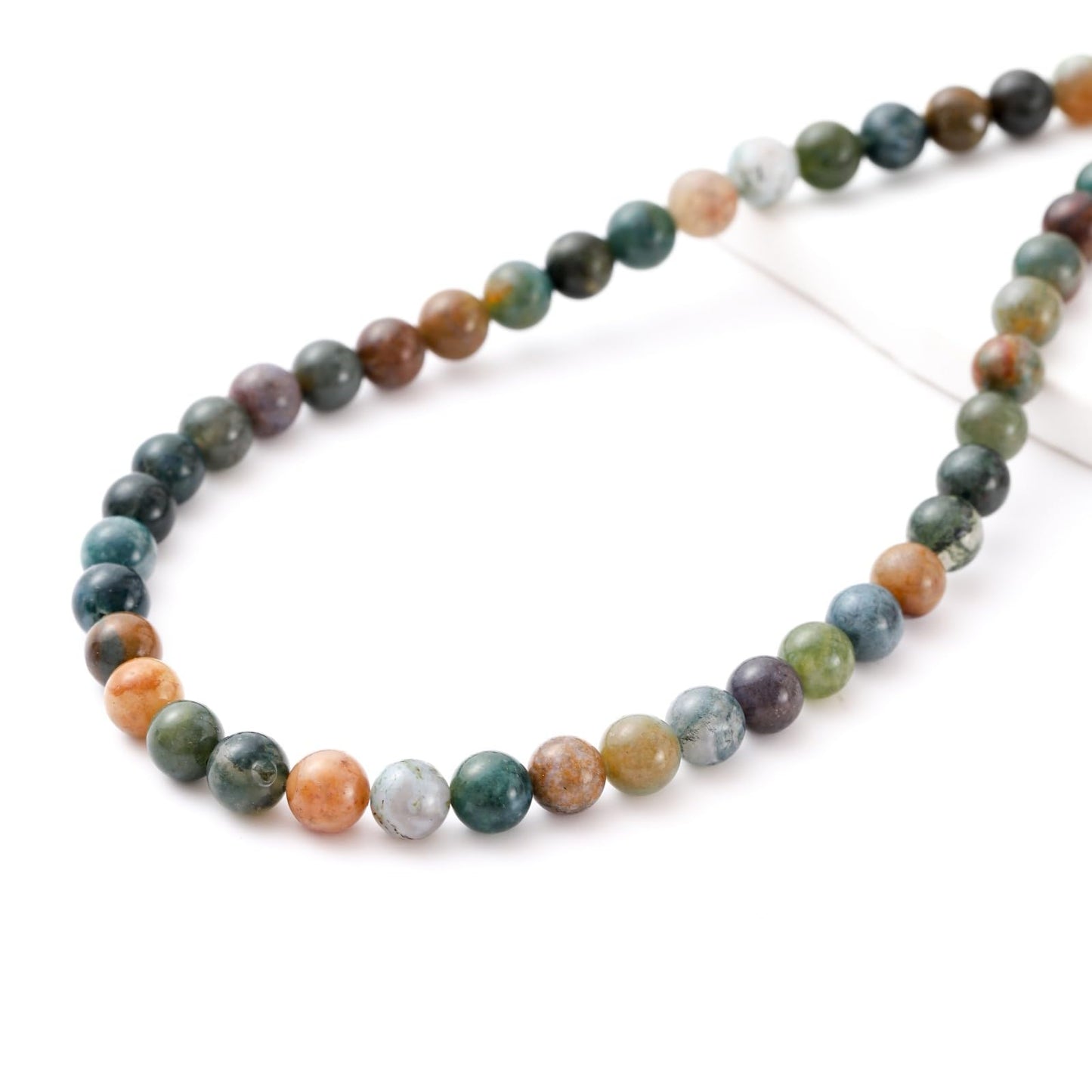 8mm 45pcs DIY Natural Indian Agate Stone Beads Round Healing Crystal Gemstone Loose Beads for Jewelry Making Handmade Bracelet Necklace