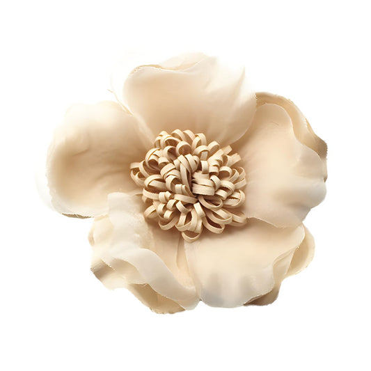 Elegant Large Cloth Flower Brooches Big Camellia Flower Pin for Women Dainty Cloth Fabric Rose Brooches Dress Skirt Scarf Hat Pins Clothing Decoration Accessories (Apricot color brooch)