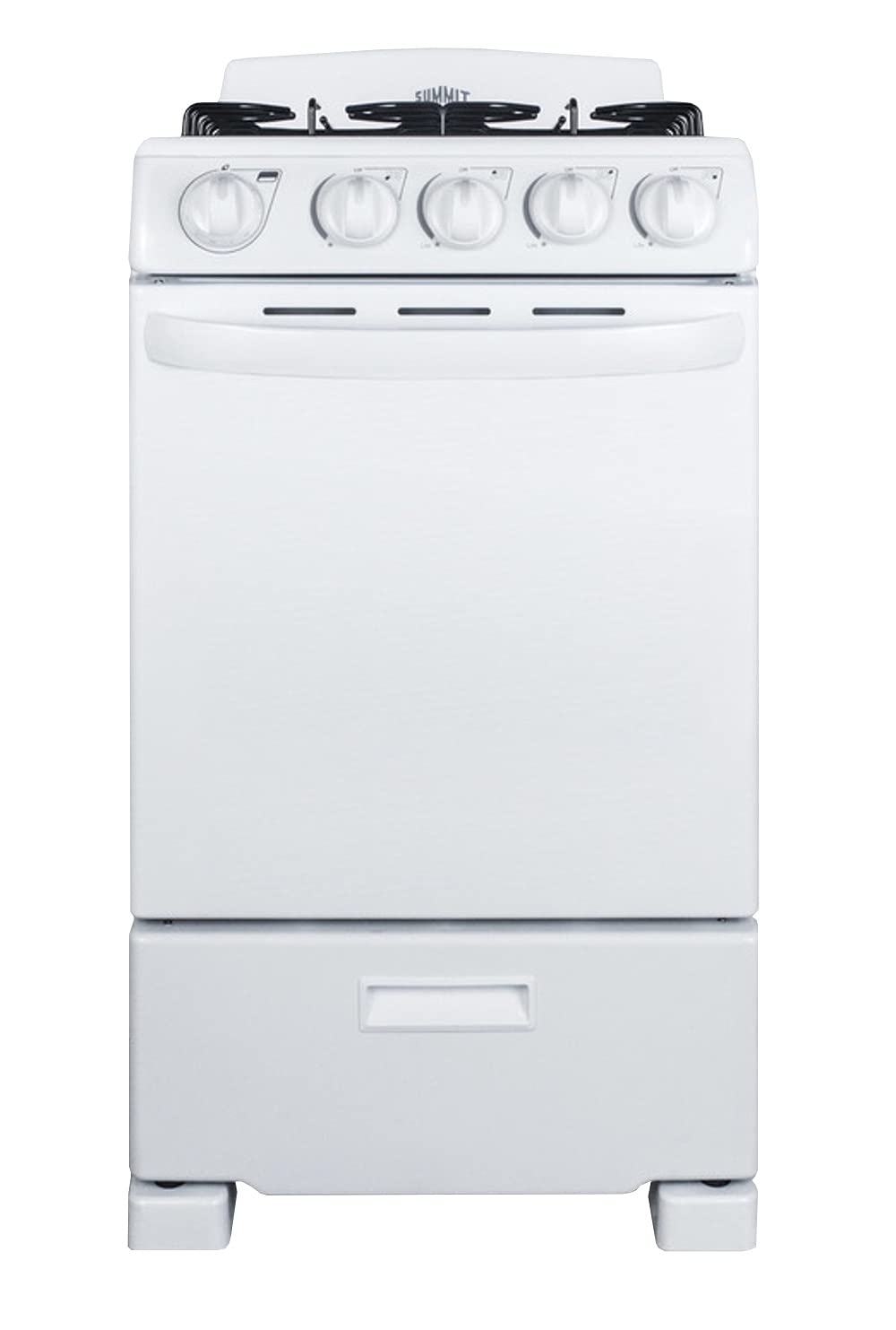Summit 20” Inch Wide Gas Range, 4 Sealed Burners, 2.3 cu.ft. Oven (ADA Compliant) - RG200WS (White)