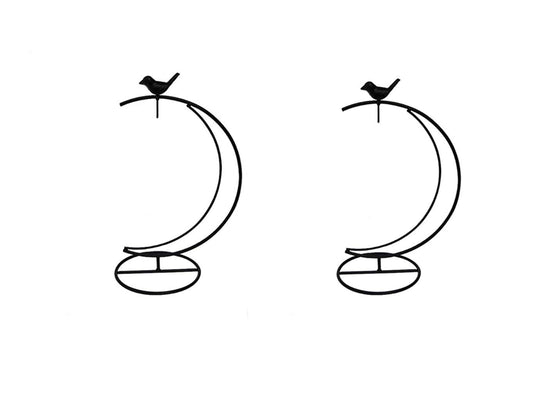 WAJJ Ornament Display Stand, 2 Pack Iron Hanging Stand Rack Holder for Hanging Glass Globe Air Plant Terrarium, Witch Ball and Home Wedding Decoration ( Moon Birds)