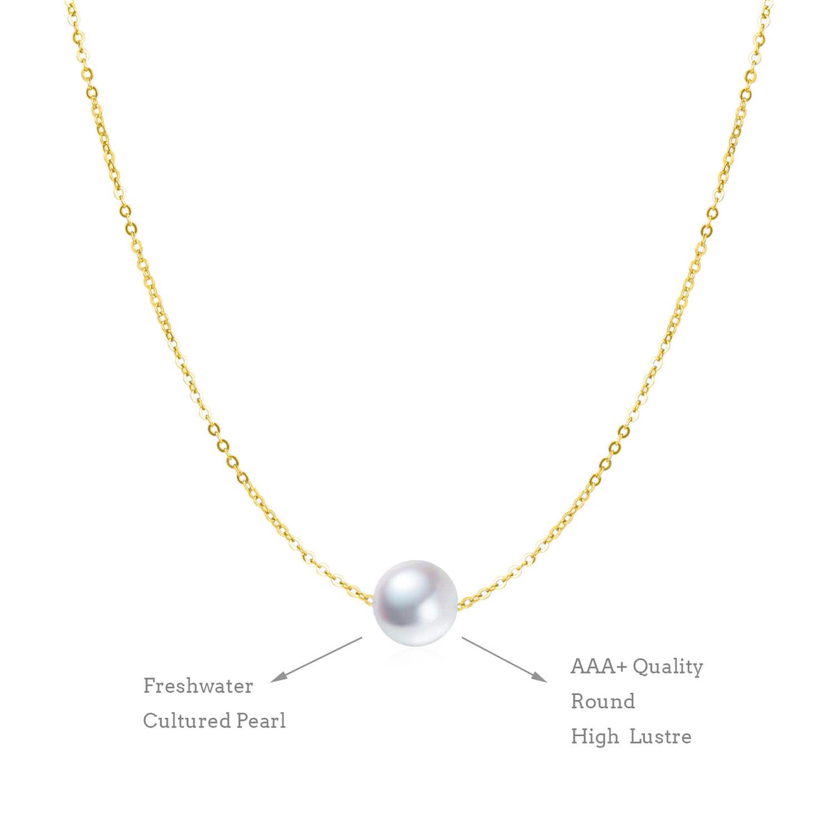 Single Pearl Choker Sterling Silver Necklace for Women 7-8mm Freshwater Cultured Pearls Wedding Bridesmaids Anniversary 16''