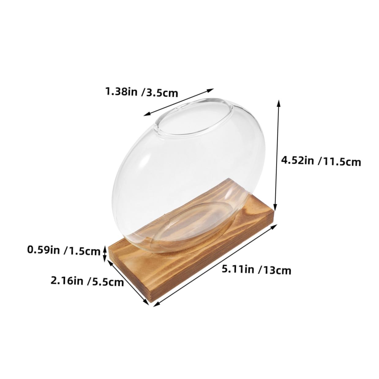CVUTOVO 2pcs Plant Propagation Station Glass Vases with Wooden Stand, Hydroponic Indoor Plant Terrarium for Home and Office Décor