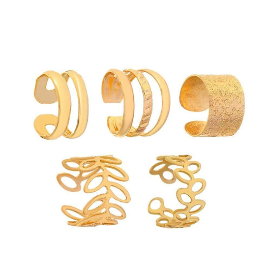 5 Pcs Cute Ear Cuffs for Women Non Piercing Ear Cuff Earrings Clip on Earring Set Cartilage Earrings Stack Jewelry for Women-Gold