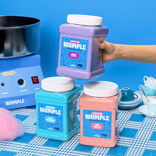 Wumple - Cotton Candy Machine Pro Bundle, Includes 3 Flavored Sugars & 70 Cones, Electric Machine with Large Stainless Steel Bowl for Parties & Business (Red)