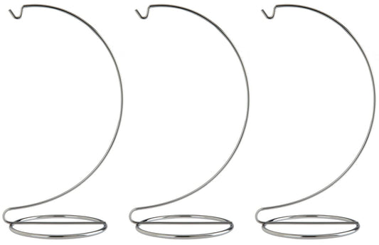 Creative Hobbies® 10 Inch Chrome Ornament Display Stands - Elegant Wire Hangers for Ornaments & Terrariums | Pack of 3