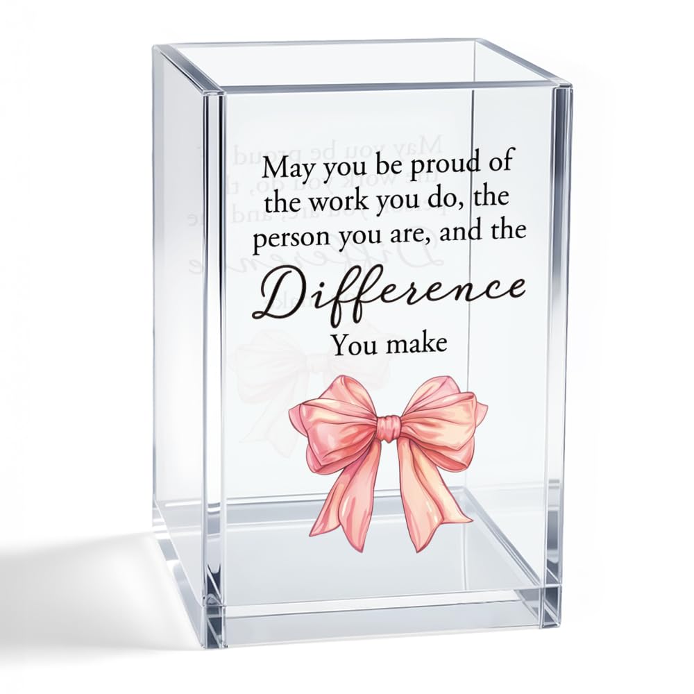 Mhfpl May You Be Proud Of The Work You Do Acrylic Cosmetic Pencil Pen Holder Cup, Graduation Gifts for College Student Daughter Niece Girl, Appreciation Retirement Gifts for Coworker Boss Leader Lady