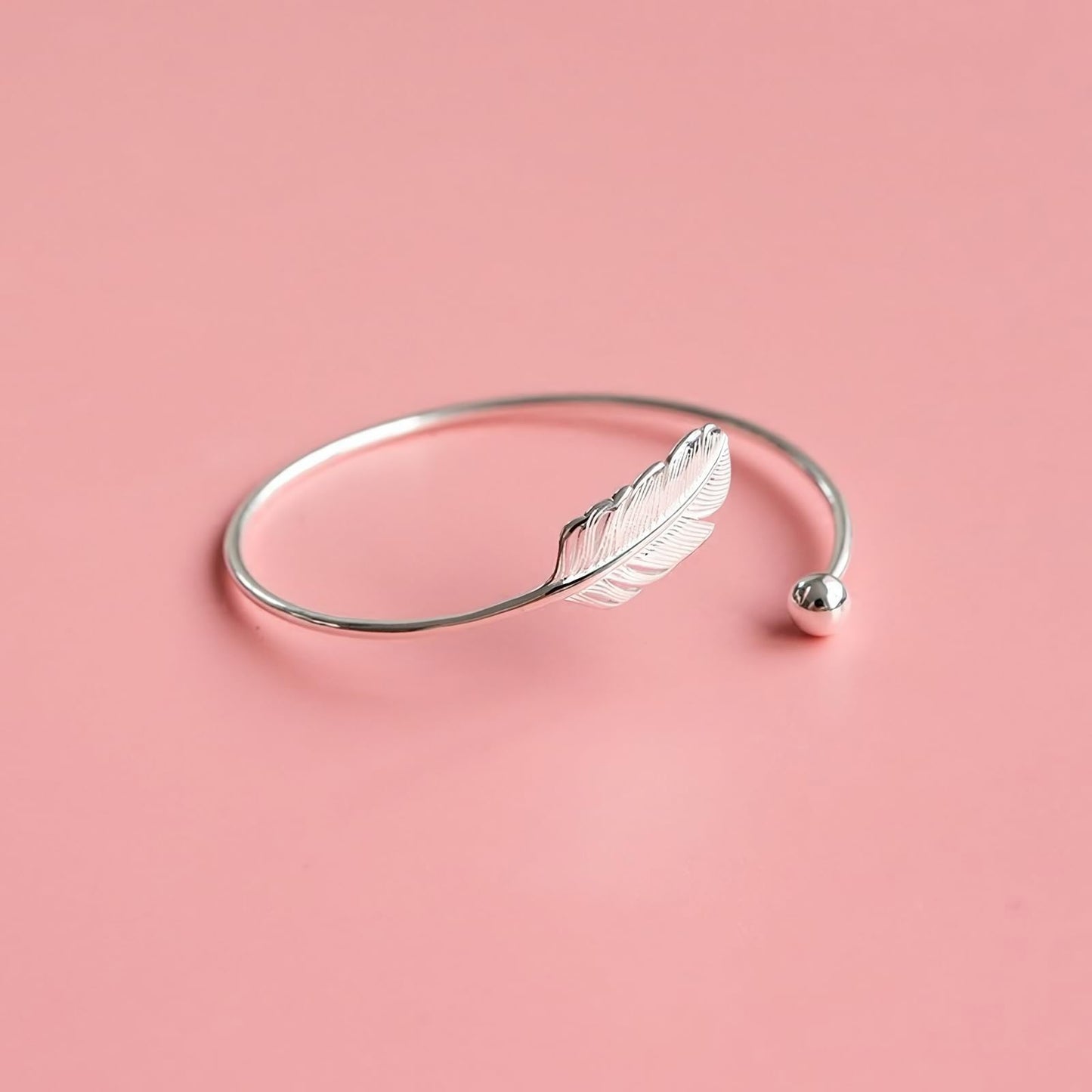 925 Sterling Silver Feather Bracelets for Women Minimalist Open Silver Bangle For Women Adjustable Cuff Bracelets Feathers Wrap Lucky Bangle Bracelets Jewelry Gifts for Mom Wife Daughter Sister