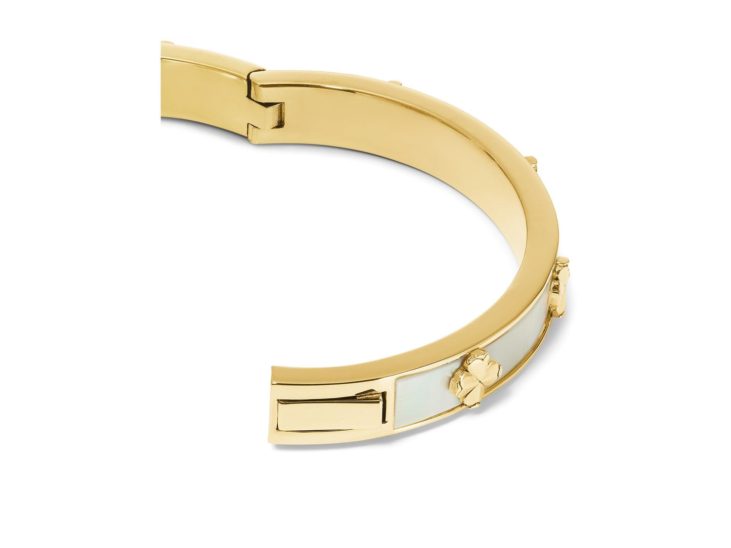 kate spade new york Spade Flower Bangle, Mother of Pearl, Brass, Women's Hinged Bracelet, Adult, Small, 24.63g, 2.13 Inch