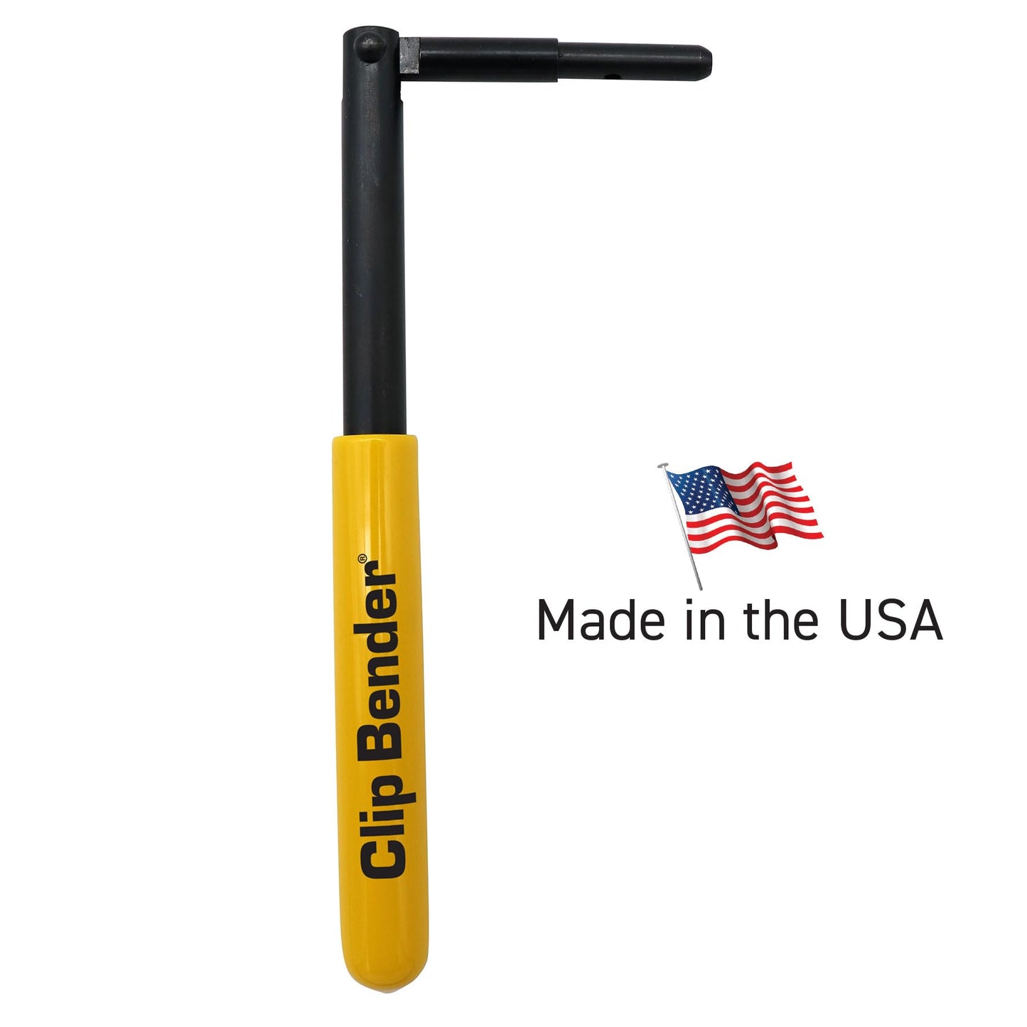 Clip Bender - Made in the USA - Steel tool used for securing T-Post fence clips - Comfortable yellow rubber grip - Black oxide coating to prevent rust. From LockNLube.